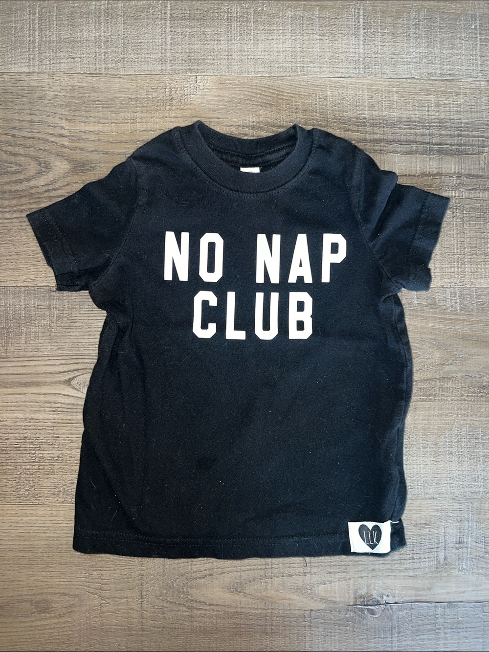 Rabbit Skins Black Kids Tee with White "NO NAP CLUB" Graphic